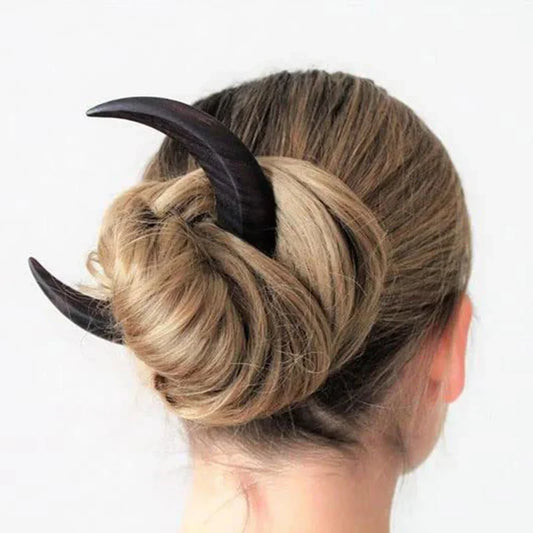Crescent Moon Wooden Hairpin