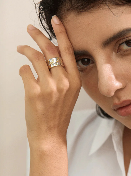 Geometric Gold-Plated Ring